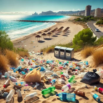 Afval containers voor recycling in Spanje, met verschillende kleuren voor afvalscheiding