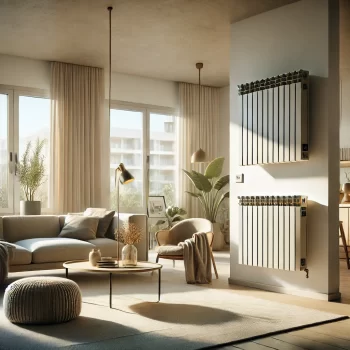 Moderne Spaanse woonkamer met centrale verwarming