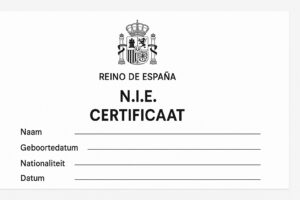 Mockup van een NIE aanvragen in Spanje zonder persoonsgegevens