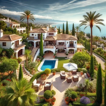 Een traditionele Spaanse villa met witte muren, terracotta daken, een ruime tuin en uitzicht op de Middellandse Zee in Costa Blanca Noord. Huis Kopen Costa Blanca Noord