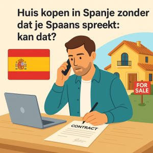 Man tekent contract voor een huis in Spanje terwijl hij belt, zonder Spaans te spreken. Huis kopen in Spanje zonder dat je Spaans spreekt ?