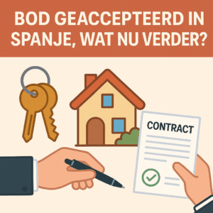afbeelding met sleutel, huis en contract voor artikel: Bod geaccepteerd in Spanje, wat nu verder?