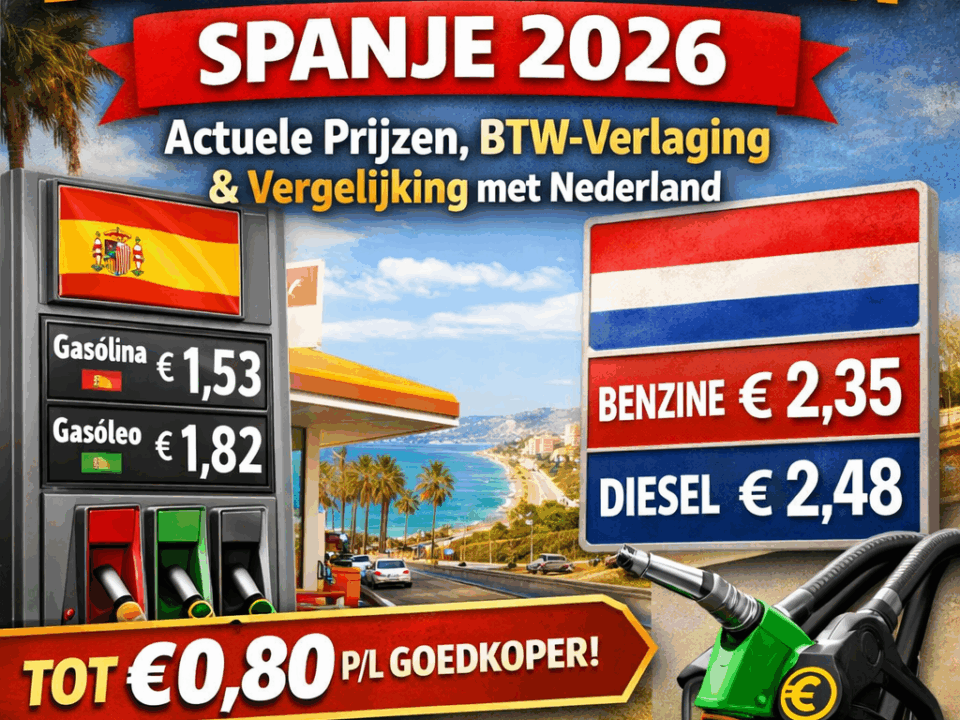 Vergelijking van brandstofprijzen Spanje en Nederland in 2026 met benzine en diesel prijzen en BTW-verlaging