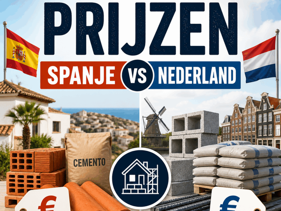 Vergelijking van bouwmaterialen prijzen in Spanje en Nederland met cement, stenen en dakpannen